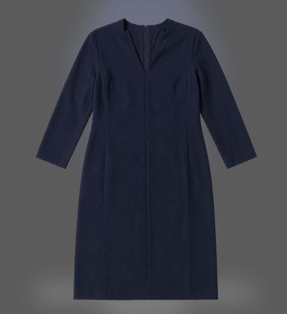 Basler Navy Blue V-Neck 3/4 Sleeve Sheath Dress